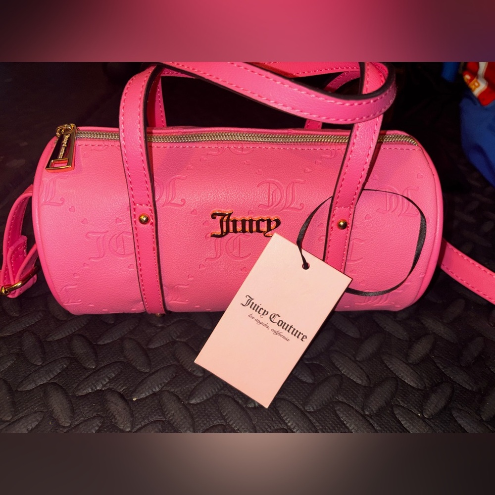 Juicy Couture Bright Pink Barrel Mini Satchel with Gold Logo